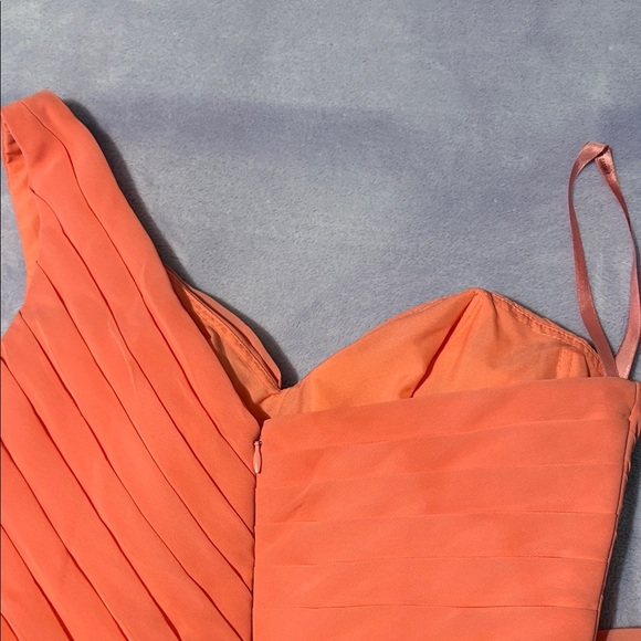 Chic One-Shoulder Women's Mini Dress in Coral - Picture 11 of 12